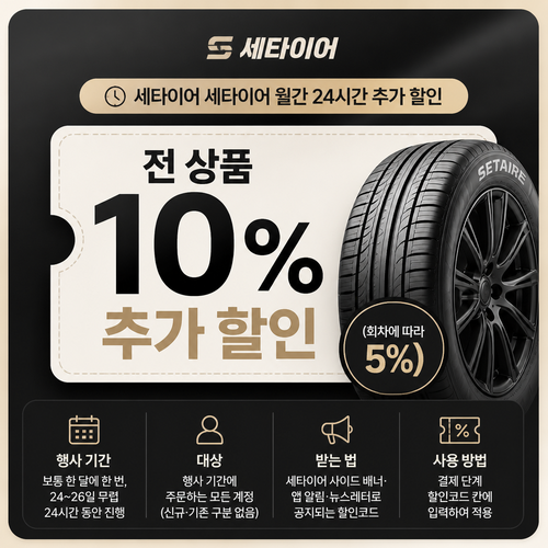 세타이어 월간 24시간 추가 할인 쿠폰