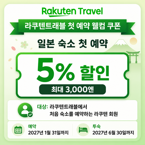 라쿠텐트래블 첫 예약 웰컴 쿠폰 할인코드