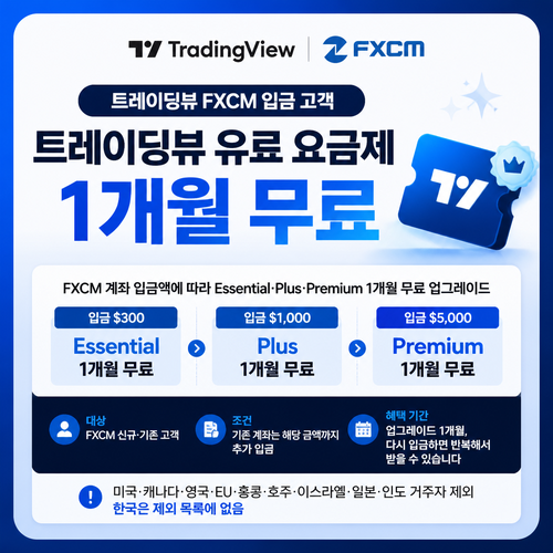 트레이딩뷰 FXCM 입금 고객 1개월 무료 쿠폰